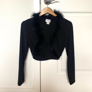 Claudia Richard Cape Shirt With Fur Collar, Size Small